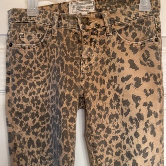 Current/Elliott Ankle Cropped Jeans Leopard Print Fall Autumn celebrity style - Picture 10 of 12